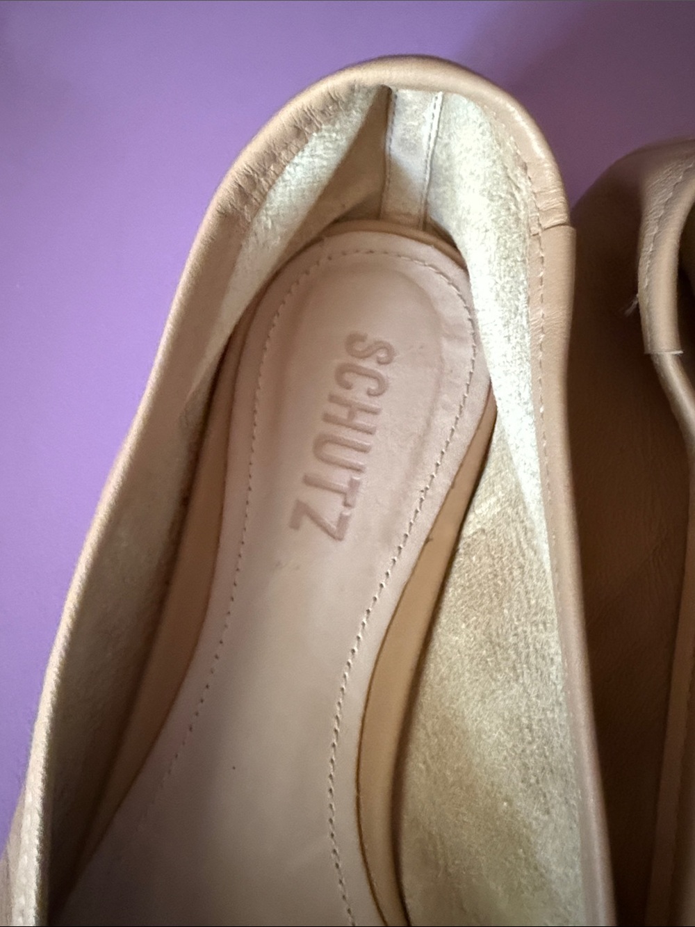 SCHUTZ Light Nude Leather Bow Ballet Flats - Picture 2 of 8